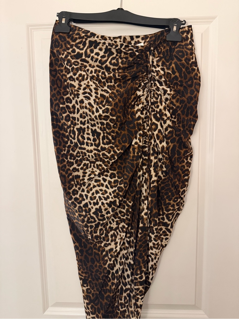 NWT- Veronica Beard Ari Leopard Print Ruched Skirt in Stretch Silk - 12